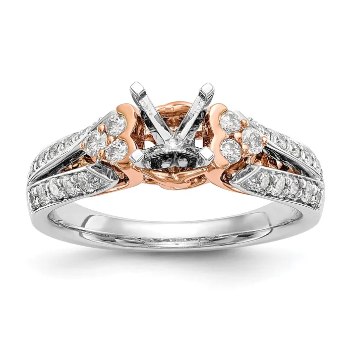 Rings Goldiacom 14k Two tone Peg Set Simulated Diamond By Pass Engagement Ring