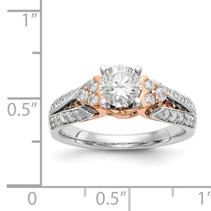 Rings Goldiacom 14k Two tone Peg Set Simulated Diamond By Pass Engagement Ring