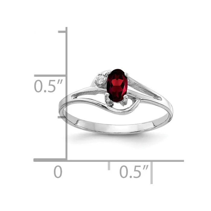 Rings Goldiacom 14k White Gold 5x3mm Oval Garnet VS Real Diamond ring
