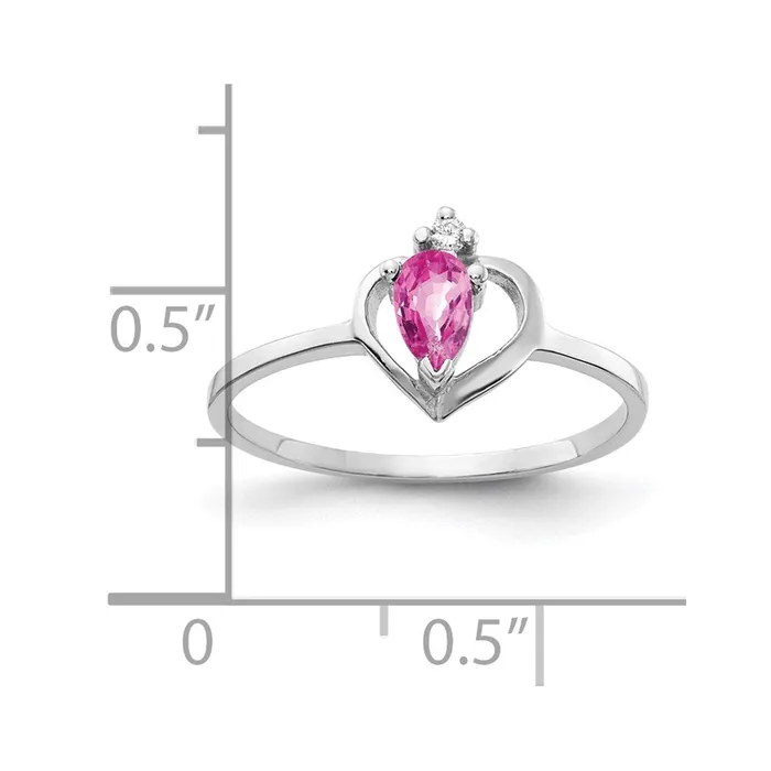 Rings Goldiacom 14k White Gold 5x3mm Pear Pink Sapphire AAA Real Diamond ring