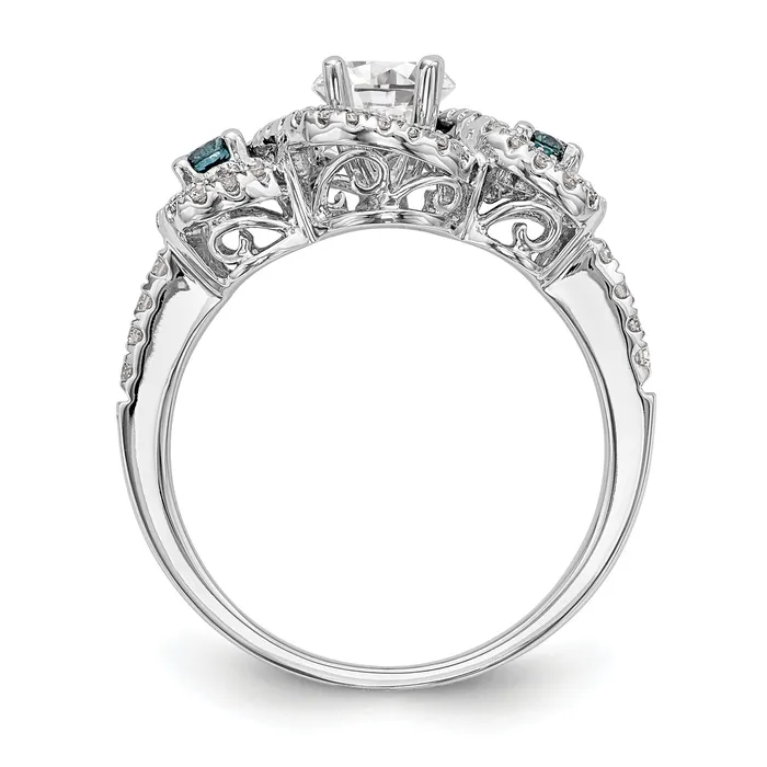Rings Goldiacom 14k White Gold Blue and White Simulated Diamond Engagement Ring