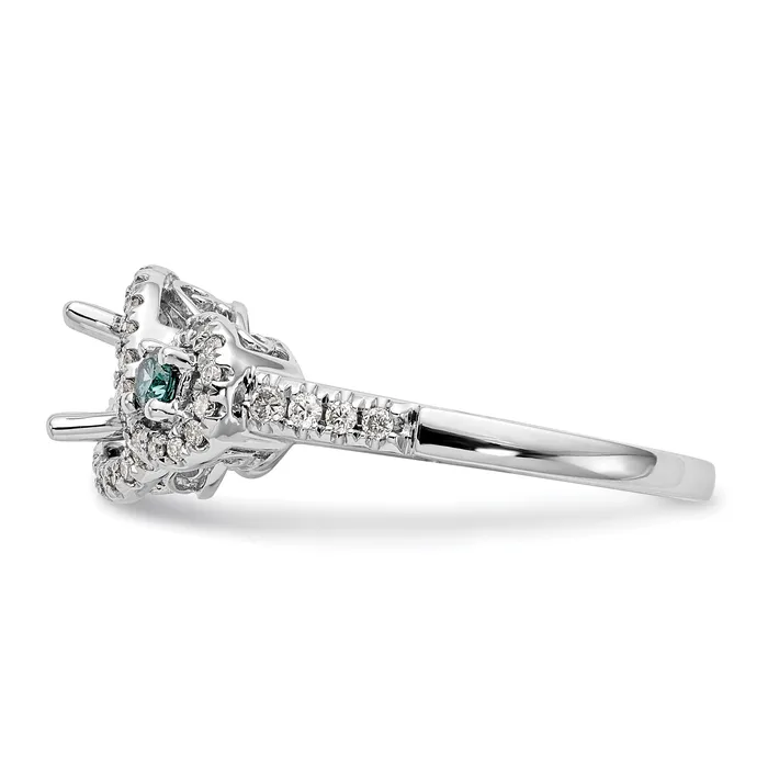 Rings Goldiacom 14k White Gold Blue and White Simulated Diamond Engagement Ring
