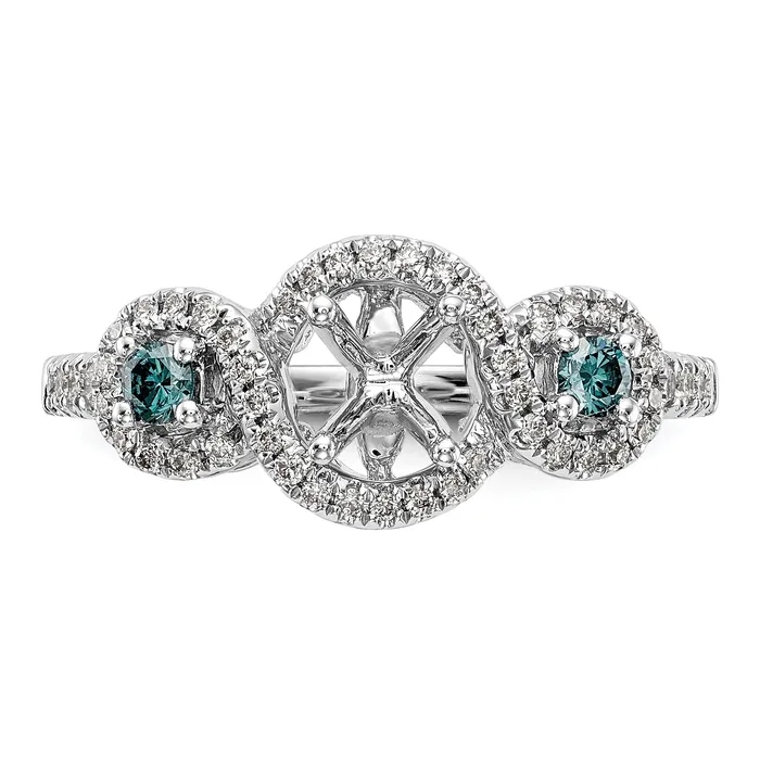 Rings Goldiacom 14k White Gold Blue and White Simulated Diamond Engagement Ring