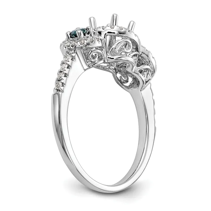 Rings Goldiacom 14k White Gold Blue and White Simulated Diamond Engagement Ring