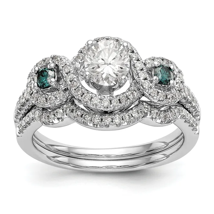 Rings Goldiacom 14k White Gold Blue and White Simulated Diamond Engagement Ring