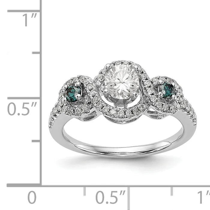 Rings Goldiacom 14k White Gold Blue and White Simulated Diamond Engagement Ring