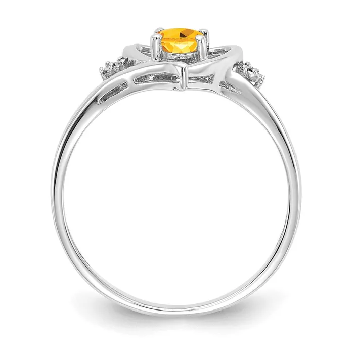 Rings Goldiacom 14k White Gold Citrine and Real Diamond Heart Ring