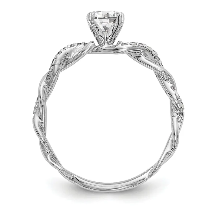 Rings Goldiacom 14k White Gold Peg Set Simulated Diamond Criss Cross Engagement Ring