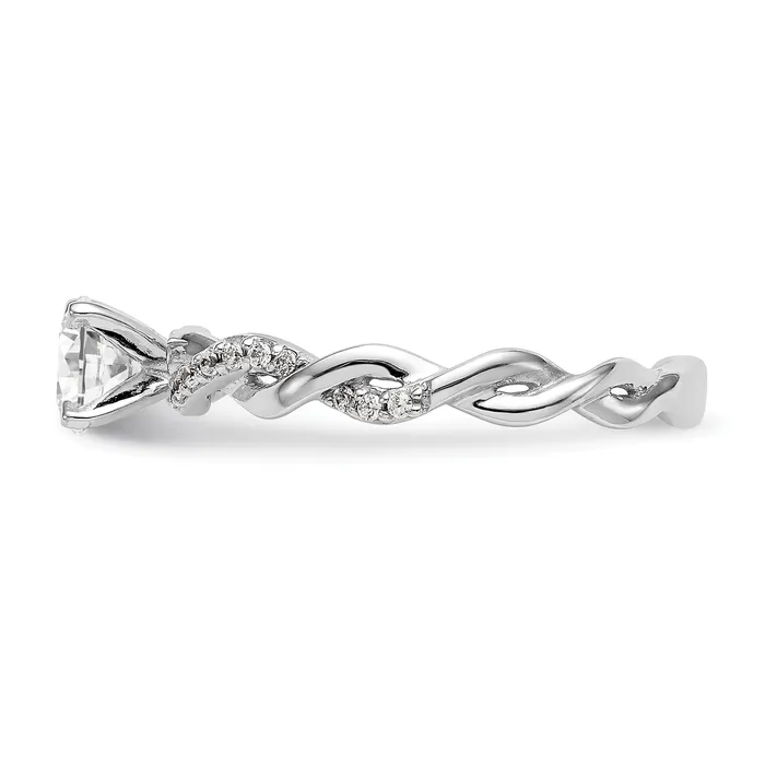 Rings Goldiacom 14k White Gold Peg Set Simulated Diamond Criss Cross Engagement Ring