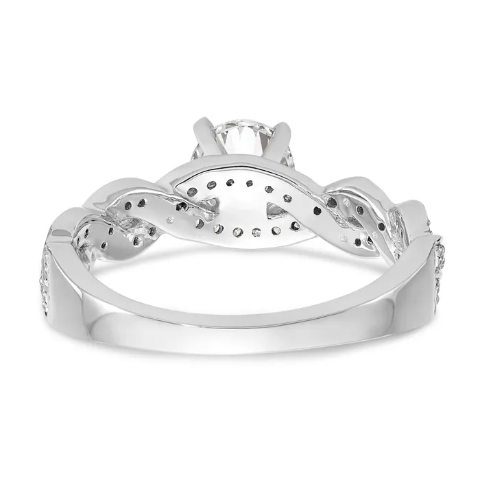 Rings Goldiacom 14k White Gold Peg Set Simulated Diamond Criss Cross Engagement Ring
