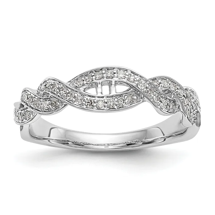Rings Goldiacom 14k White Gold Peg Set Simulated Diamond Criss Cross Engagement Ring