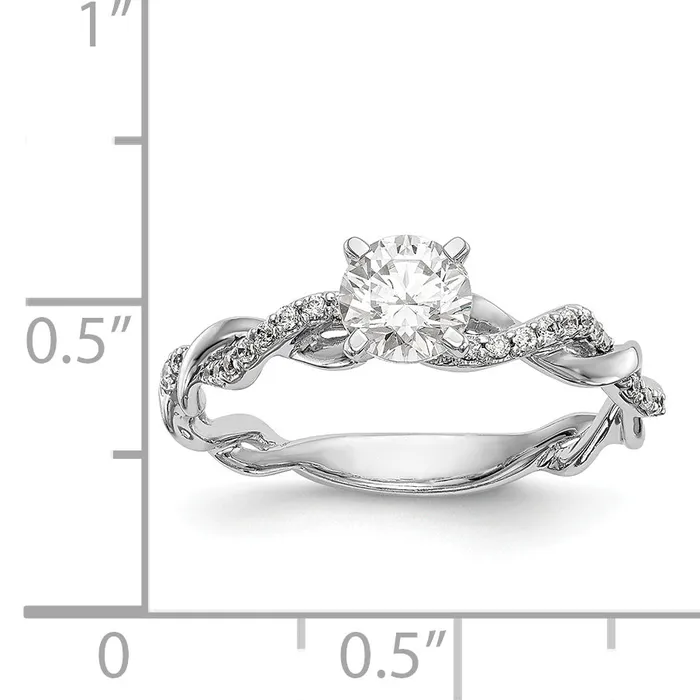 Rings Goldiacom 14k White Gold Peg Set Simulated Diamond Criss Cross Engagement Ring