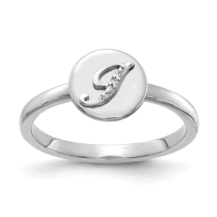 Rings Goldiacom 14k White Gold Real Diamond Initial J Ring