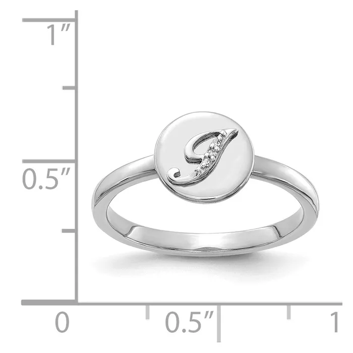 Rings Goldiacom 14k White Gold Real Diamond Initial J Ring