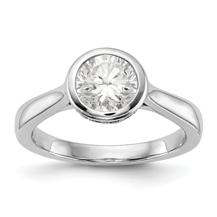 Rings Goldiacom 14k White Gold Round Bezel Set Simulated Diamond Engagement Ring Rings Goldiacom 14k White Gold Round Bezel Set Simulated Diamond Engagement Ring