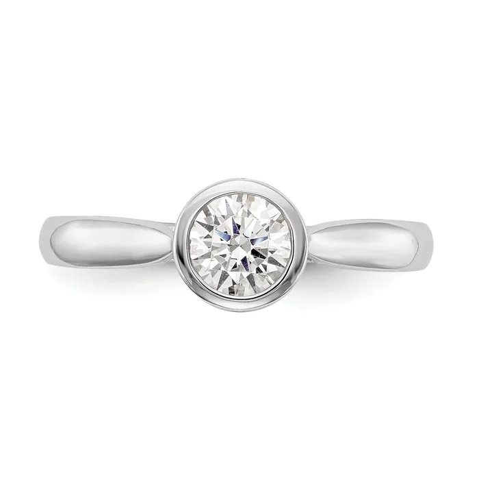 Rings Goldiacom 14k White Gold Round Bezel Set Simulated Diamond Engagement Ring Rings Goldiacom 14k White Gold Round Bezel Set Simulated Diamond Engagement Ring