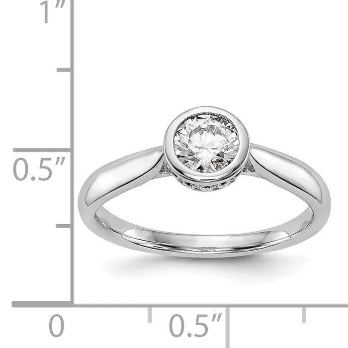 Rings Goldiacom 14k White Gold Round Bezel Set Simulated Diamond Engagement Ring Rings Goldiacom 14k White Gold Round Bezel Set Simulated Diamond Engagement Ring