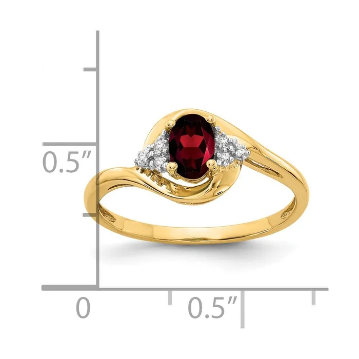 Rings Goldiacom 14K Yellow Gold Garnet and Real Diamond Ring