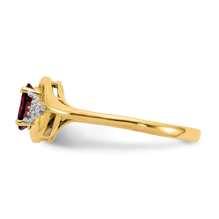 Rings Goldiacom 14K Yellow Gold Garnet and Real Diamond Ring