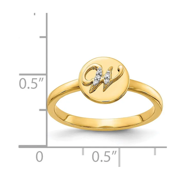 Rings Goldiacom 14k Yellow Gold Real Diamond Initial W Ring
