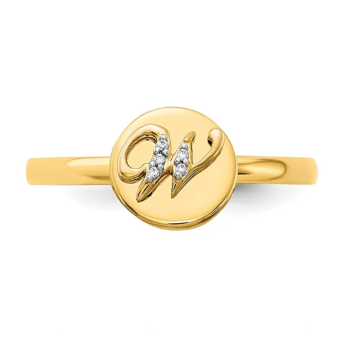 Rings Goldiacom 14k Yellow Gold Real Diamond Initial W Ring