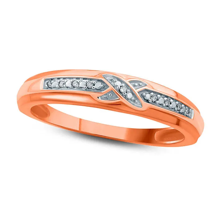 Rings Goldia Ladies Natural Diamond Accent CrissCross Wedding Band in Solid 10K Rose Gold Rings Goldia Ladies Natural Diamond Accent CrissCross Wedding Band in Solid 10K Rose Gold