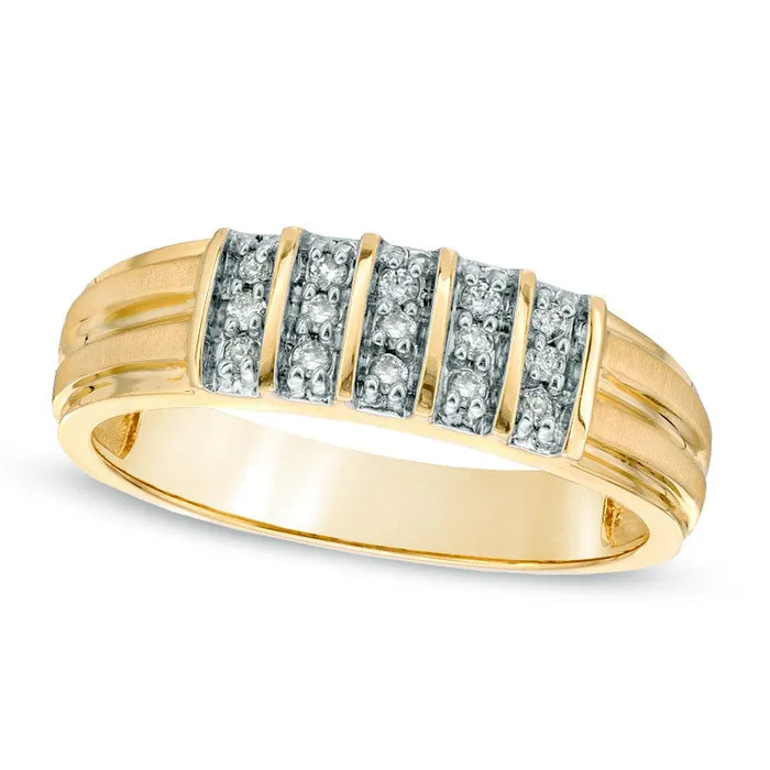Rings Goldia Mens 017 CT TW Natural Diamond Triple Row Wedding Band in Solid 14K Gold Rings Goldia Mens 017 CT TW Natural Diamond Triple Row Wedding Band in Solid 14K Gold
