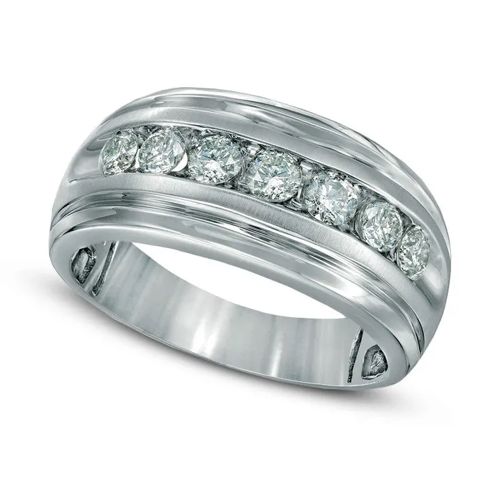 Rings Goldia Mens 10 CT TW Natural Diamond Wedding Band in Solid 10K White Gold Rings Goldia Mens 10 CT TW Natural Diamond Wedding Band in Solid 10K White Gold