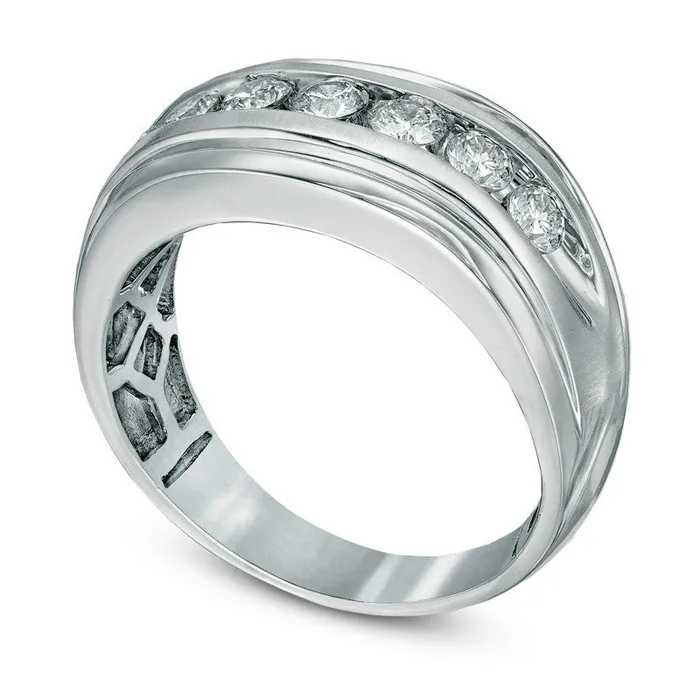 Rings Goldia Mens 10 CT TW Natural Diamond Wedding Band in Solid 10K White Gold Rings Goldia Mens 10 CT TW Natural Diamond Wedding Band in Solid 10K White Gold