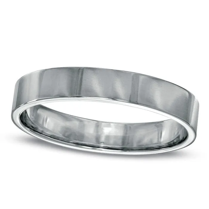 Rings Goldia Mens 40mm Flat Wedding Band in Solid 14K White Gold