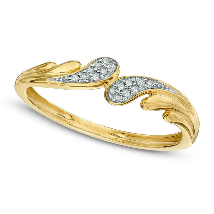 Rings Goldia Natural Diamond Accent Bypass Ring in Solid 10K Yellow Gold