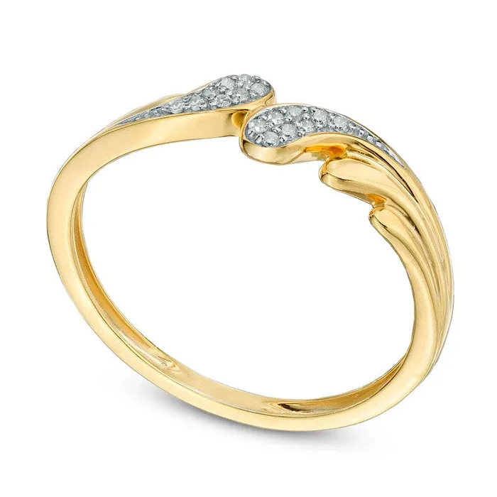 Rings Goldia Natural Diamond Accent Bypass Ring in Solid 10K Yellow Gold Rings Goldia Natural Diamond Accent Bypass Ring in Solid 10K Yellow Gold