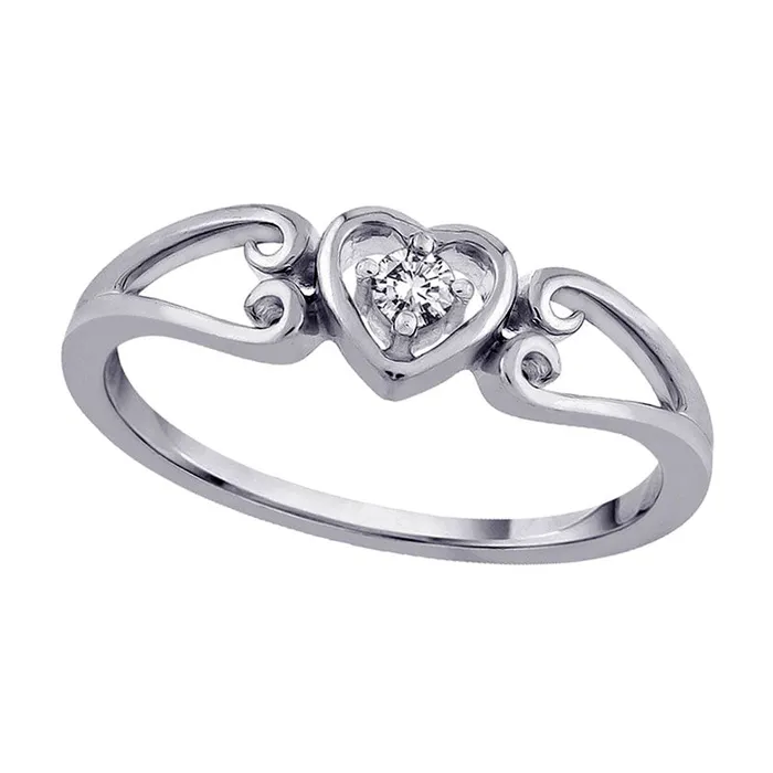 Rings Goldia Natural Diamond Accent Hearts Promise Ring in Solid 10K White Gold Rings Goldia Natural Diamond Accent Hearts Promise Ring in Solid 10K White Gold