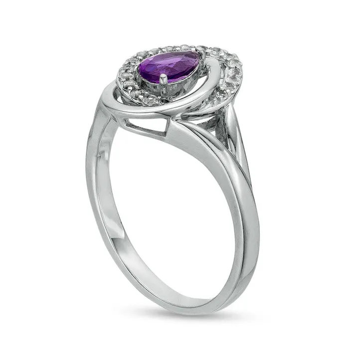 Rings Goldia PearShaped Amethyst and White LabCreated Sapphire Double Interlocking Teardrop Split Shank Ring in Sterling Silver Rings Goldia PearShaped Amethyst and White LabCreated Sapphire Double Interlocking Teardrop Split Shank Ring in Sterling Silver