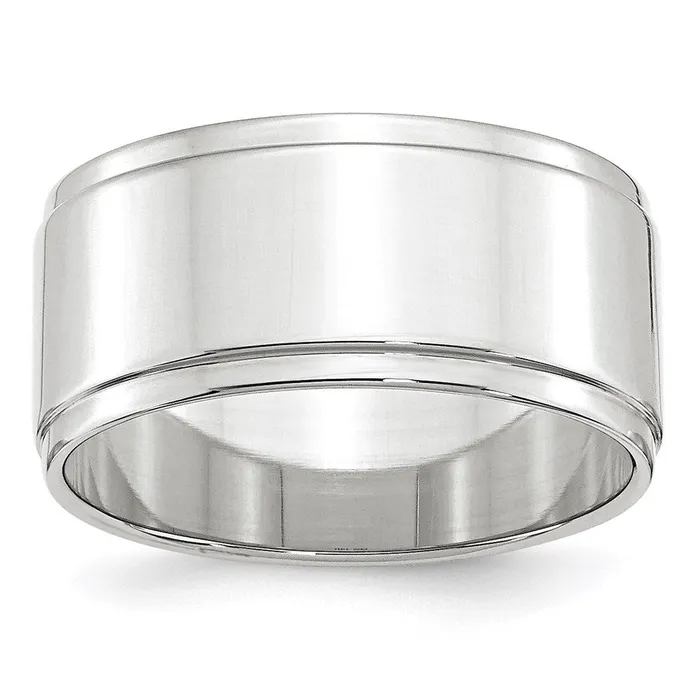 Rings Goldia Solid 10K White Gold 10mm Flat with Step Edge MensWomens Wedding Band Ring Size 10 Rings Goldia Solid 10K White Gold 10mm Flat with Step Edge MensWomens Wedding Band Ring Size 10