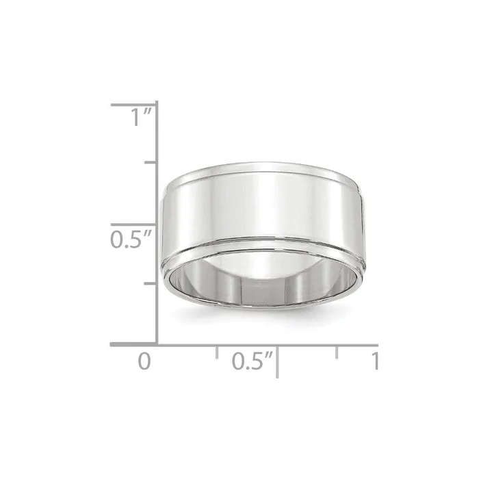Rings Goldia Solid 10K White Gold 10mm Flat with Step Edge MensWomens Wedding Band Ring Size 10 Rings Goldia Solid 10K White Gold 10mm Flat with Step Edge MensWomens Wedding Band Ring Size 10