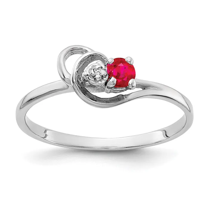 Rings Goldia Solid 14k White Gold 3mm Simulated Ruby A CZ Ring
