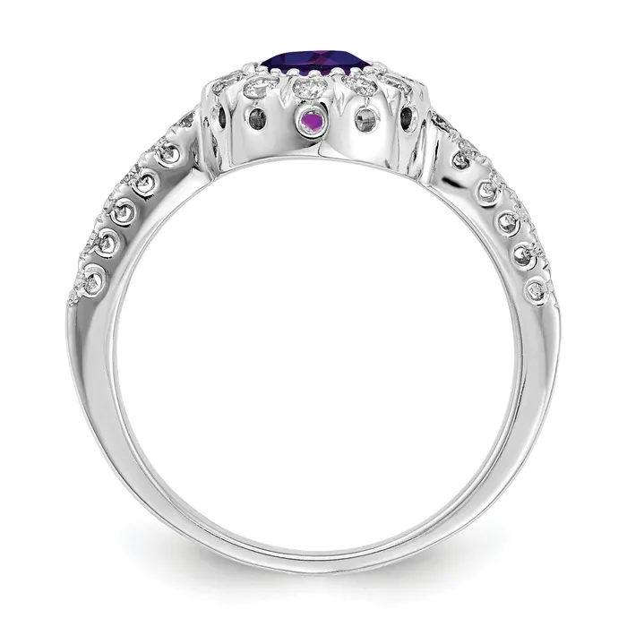 Rings Goldia Solid 14k White Gold 5mm Simulated Amethyst VS CZ Ring