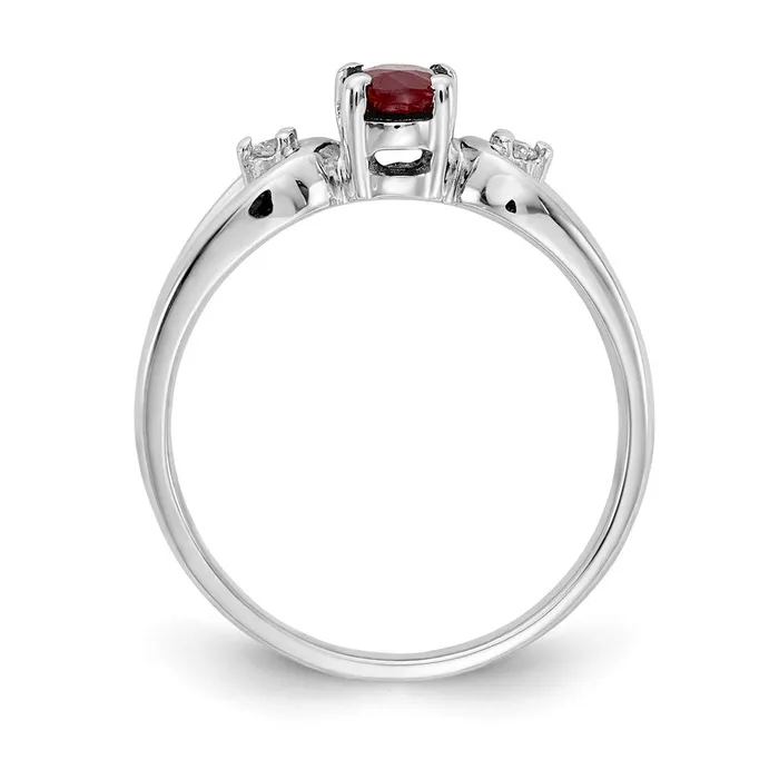 Rings Goldia Solid 14k White Gold 6x4mm Oval Simulated Ruby A CZ Ring