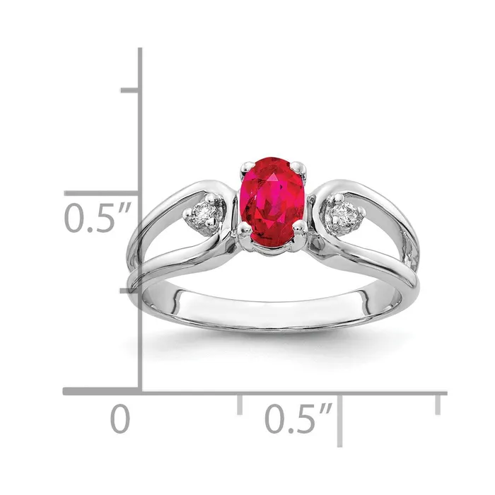 Rings Goldia Solid 14k White Gold 6x4mm Oval Simulated Ruby A CZ Ring