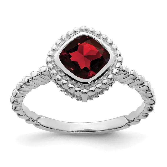 Rings Goldia Solid 14k White Gold Cushion Simulated Garnet Ring