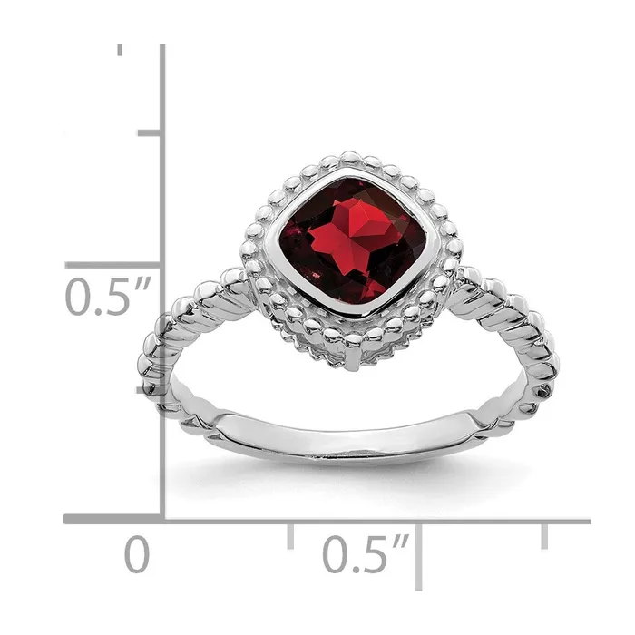 Rings Goldia Solid 14k White Gold Cushion Simulated Garnet Ring