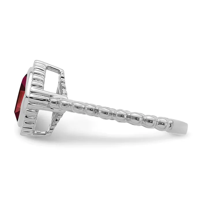Rings Goldia Solid 14k White Gold Cushion Simulated Garnet Ring
