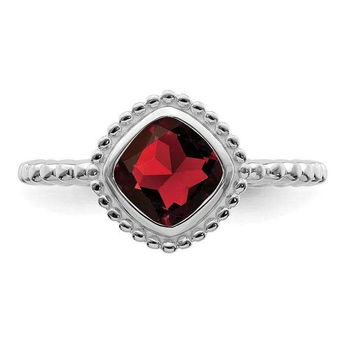 Rings Goldia Solid 14k White Gold Cushion Simulated Garnet Ring