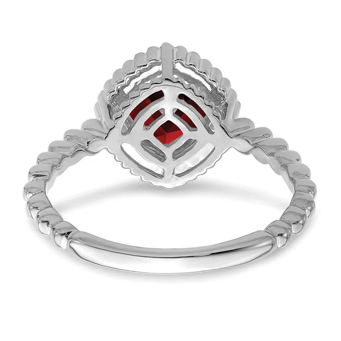 Rings Goldia Solid 14k White Gold Cushion Simulated Garnet Ring