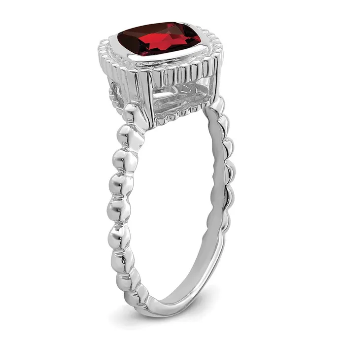Rings Goldia Solid 14k White Gold Cushion Simulated Garnet Ring