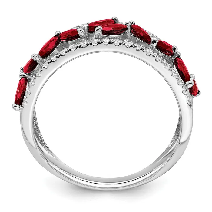 Rings Goldia Solid 14k White Gold Marquise Created Simulated Ruby and CZ Ring