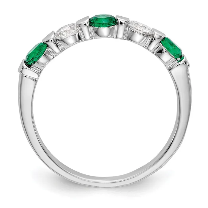 Rings Goldia Solid 14k White Gold Simulated CZ wSimulated Emerald Band