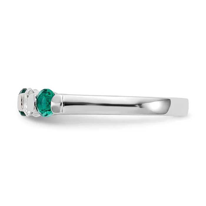 Rings Goldia Solid 14k White Gold Simulated CZ wSimulated Emerald Band