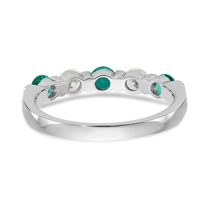 Rings Goldia Solid 14k White Gold Simulated CZ wSimulated Emerald Band